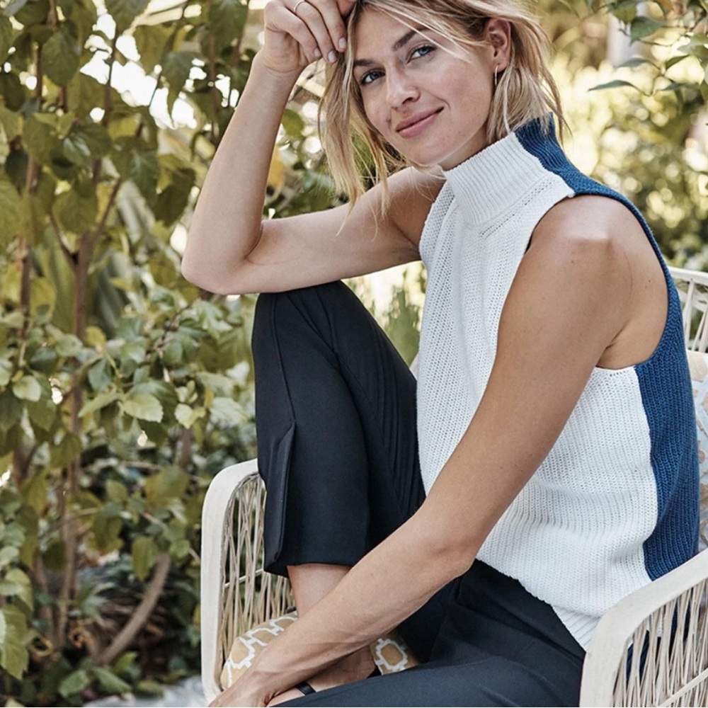 Summersalt The High Neck Sweater Vest Atlantic and white sand small - Picture 2 of 9